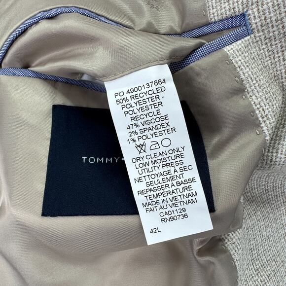 Tommy Hilfiger Mens Conrad Modern Fit Check Sport Coat White Tan 42L - Picture 5 of 5